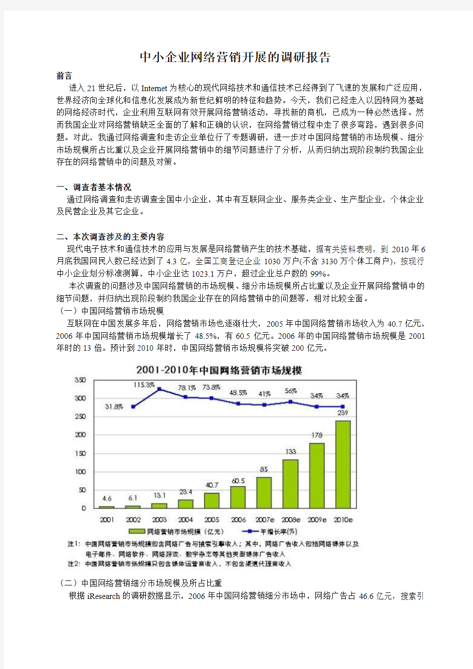 网络营销调研报告