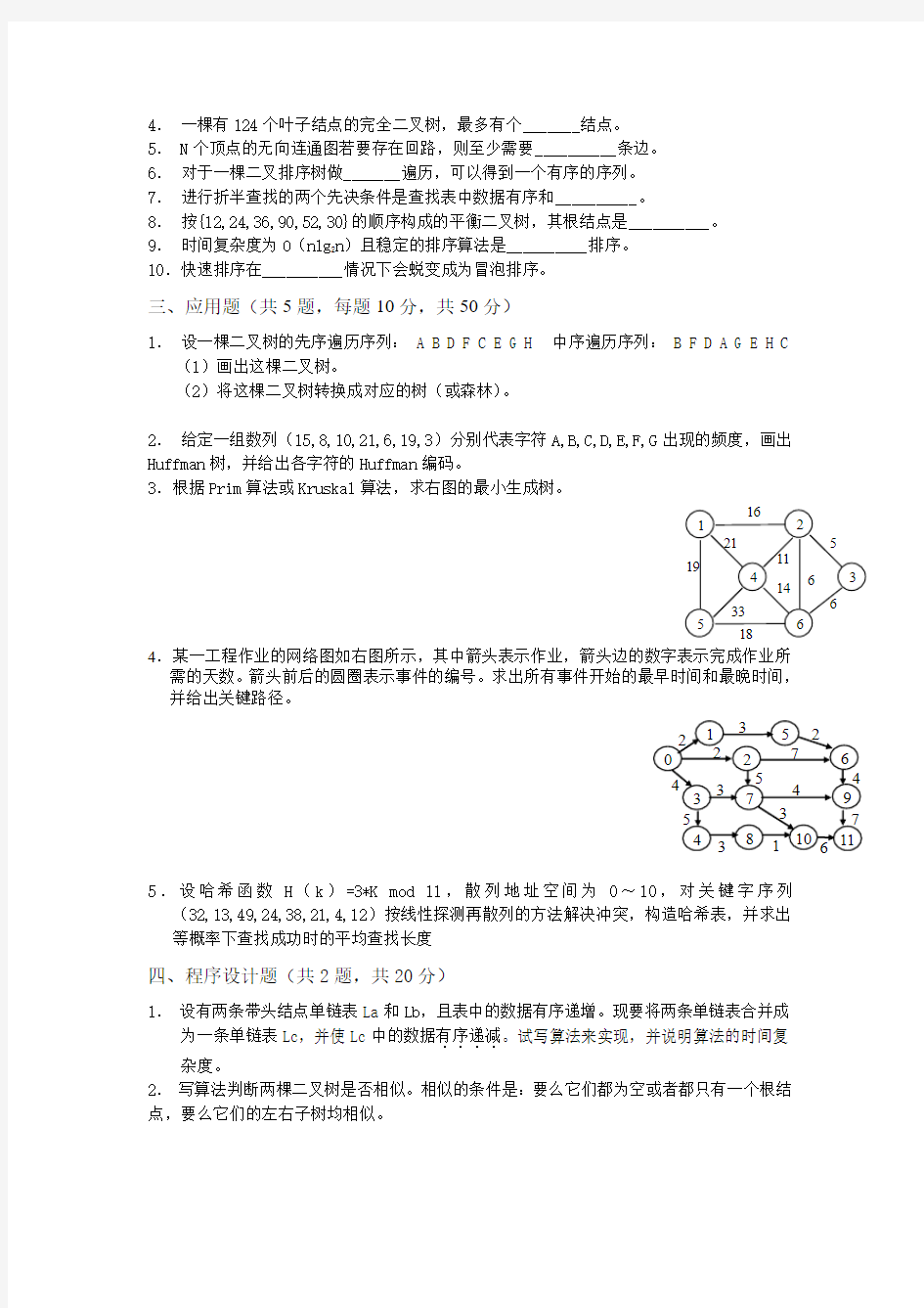 数据结构模拟试题