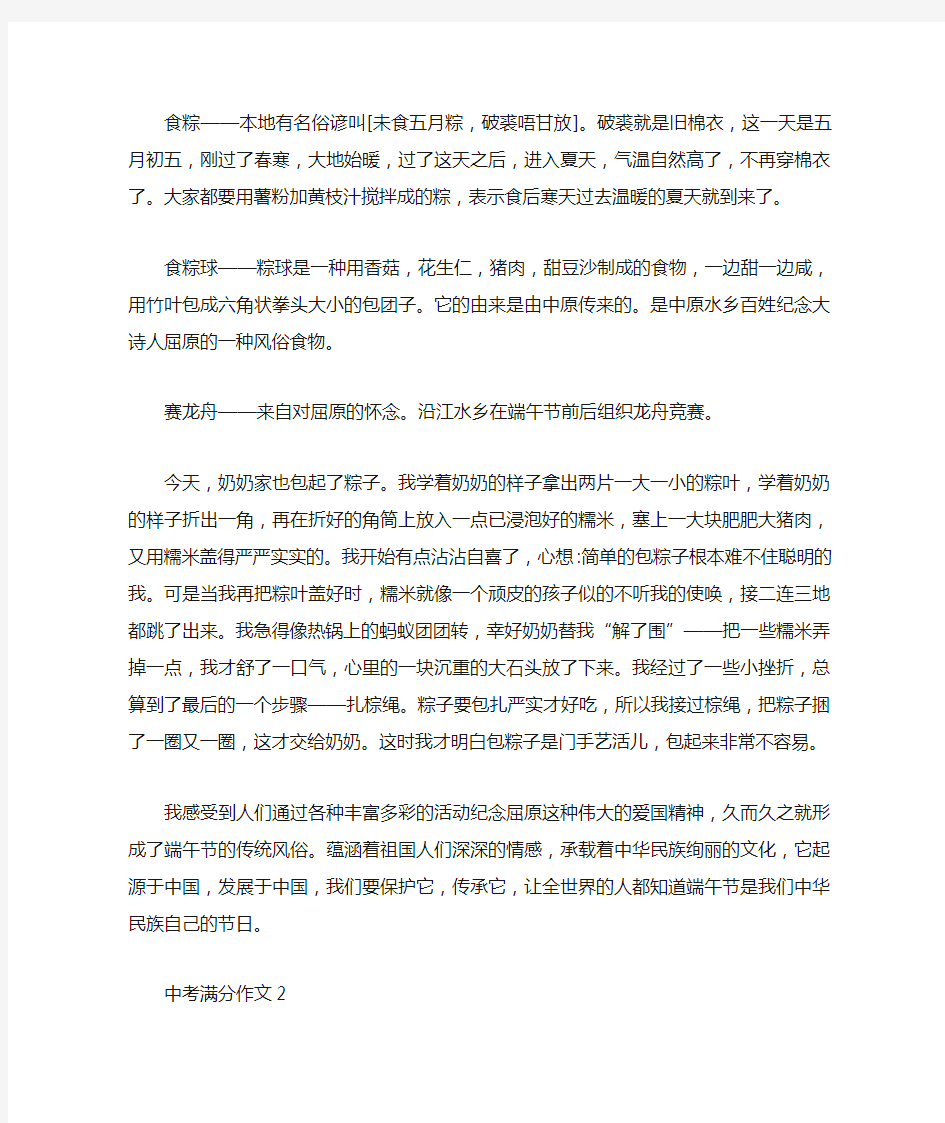 广东广州中考满分作文精选5篇