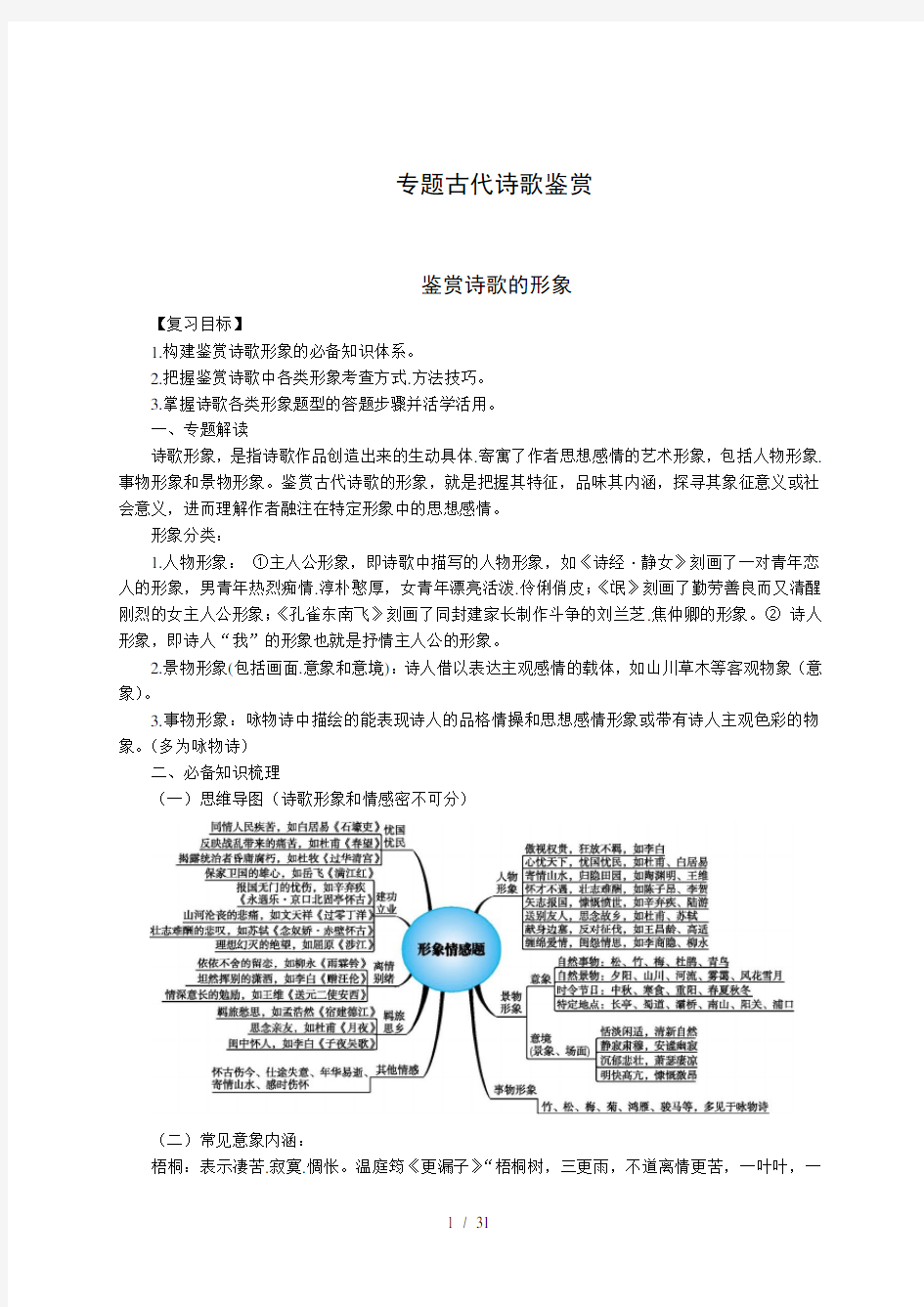 新高考古典诗歌鉴赏专题