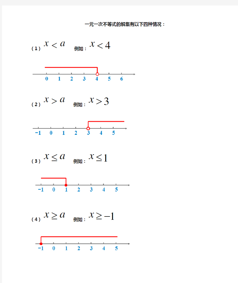 一元一次不等式的解集的四种情况