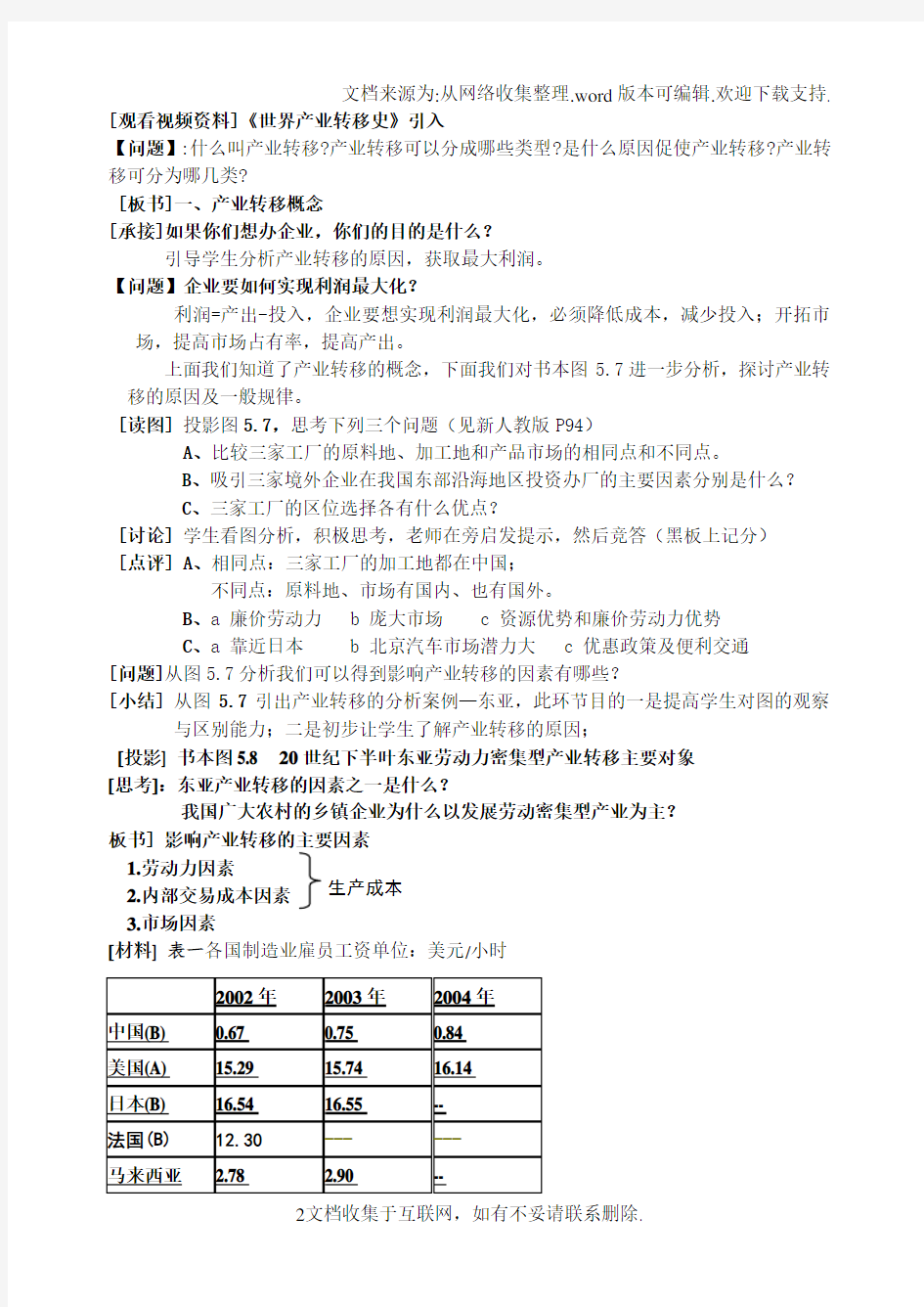 产业转移—以东亚为例教学设计