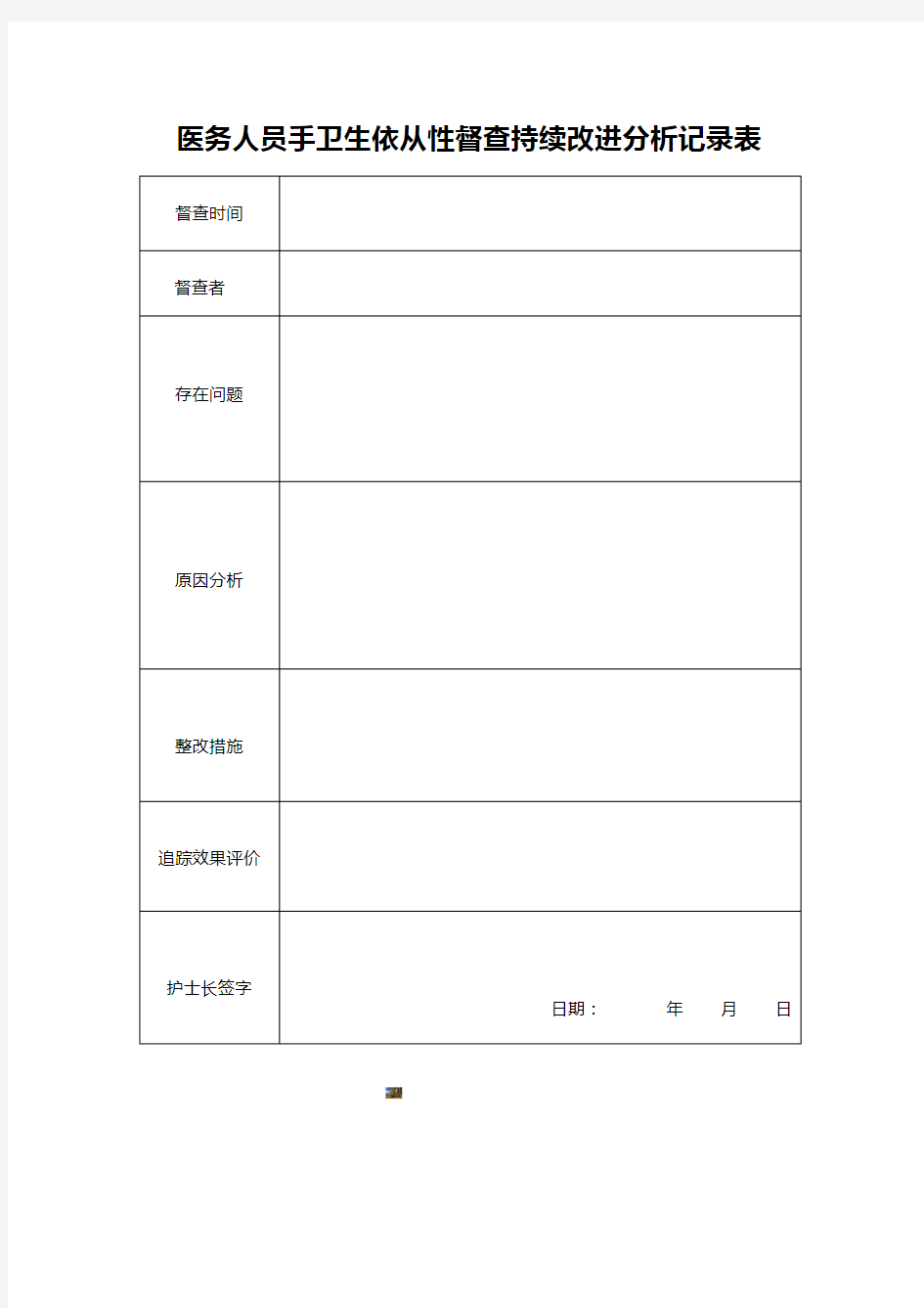 手卫生依从性督查持续改进分析记录表