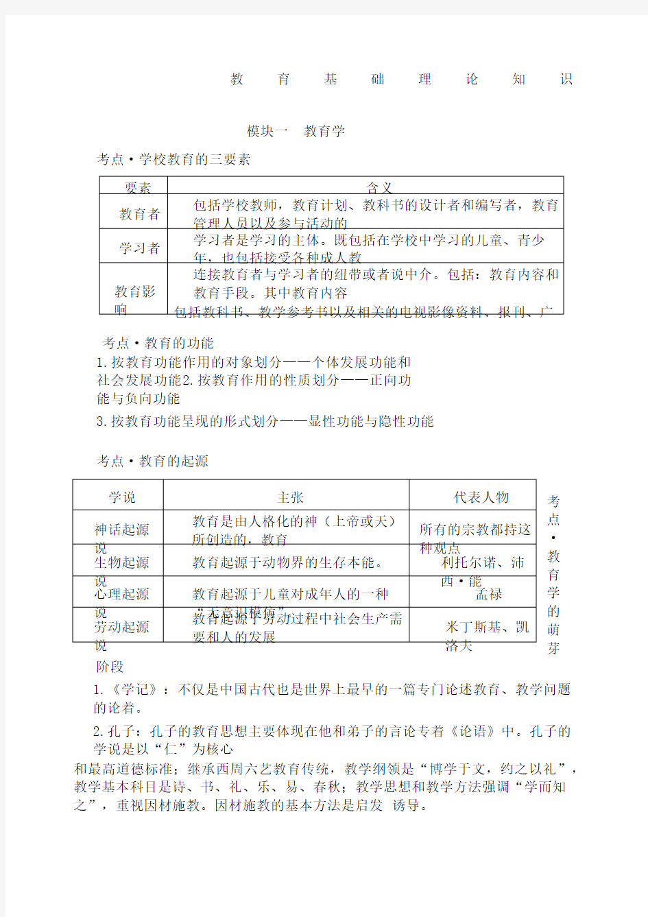 教育综合基础理论知识