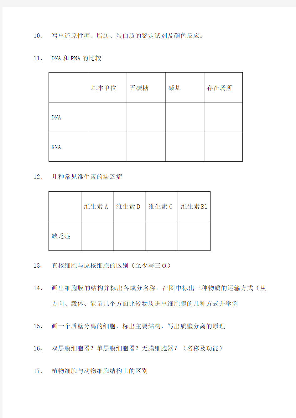上海生物高中等级考知识点章