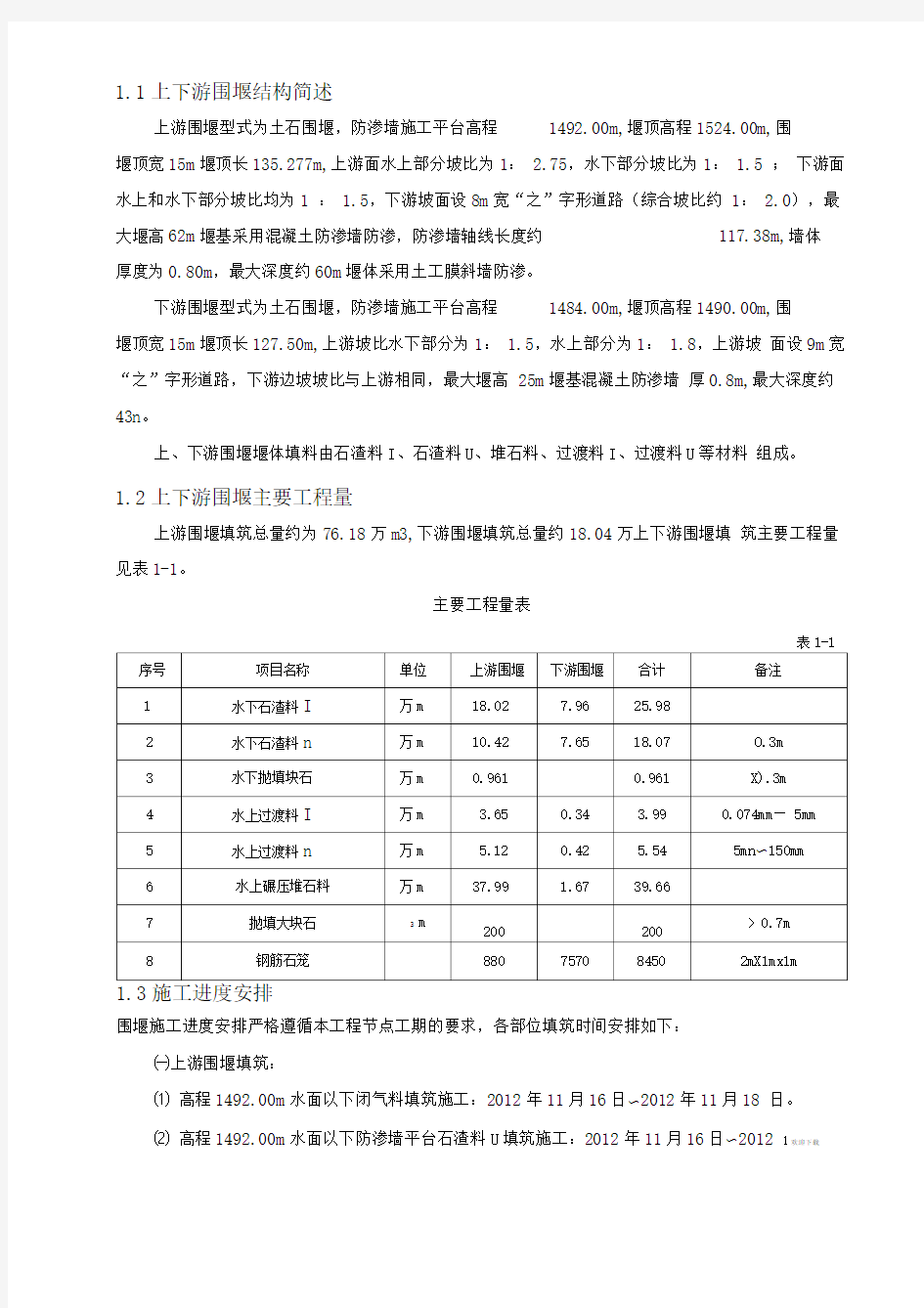 某水电站围堰回填碾压专项施工方案