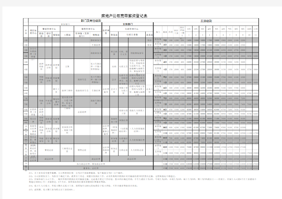 地产公司宽带薪酬