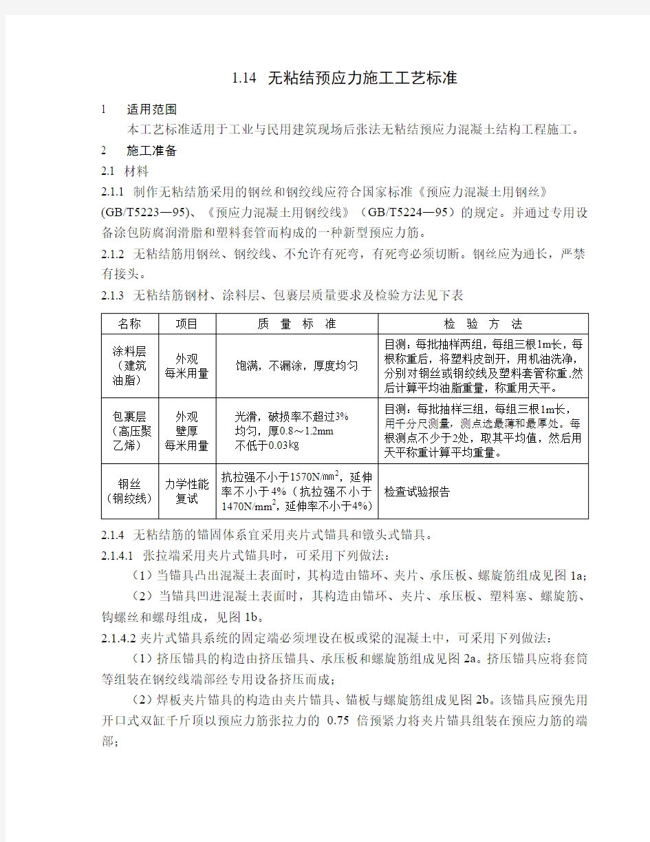 1.14 无粘结后张法预应力砼施工工艺