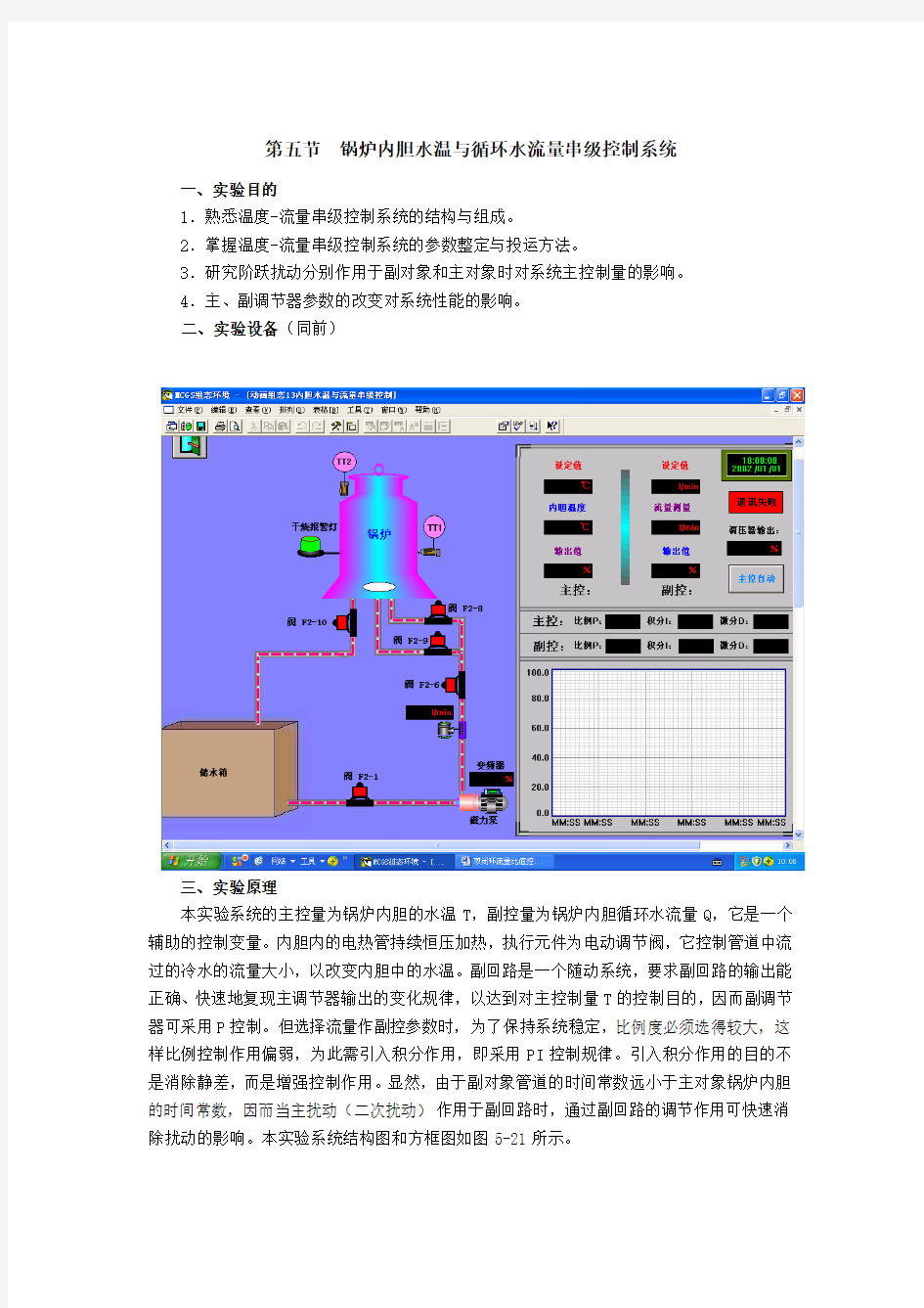 锅炉内胆水温与循环水流量串级控制系统