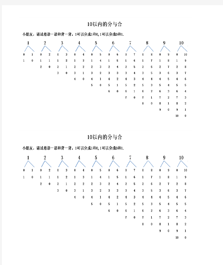 10以内数的分与合(打印版)