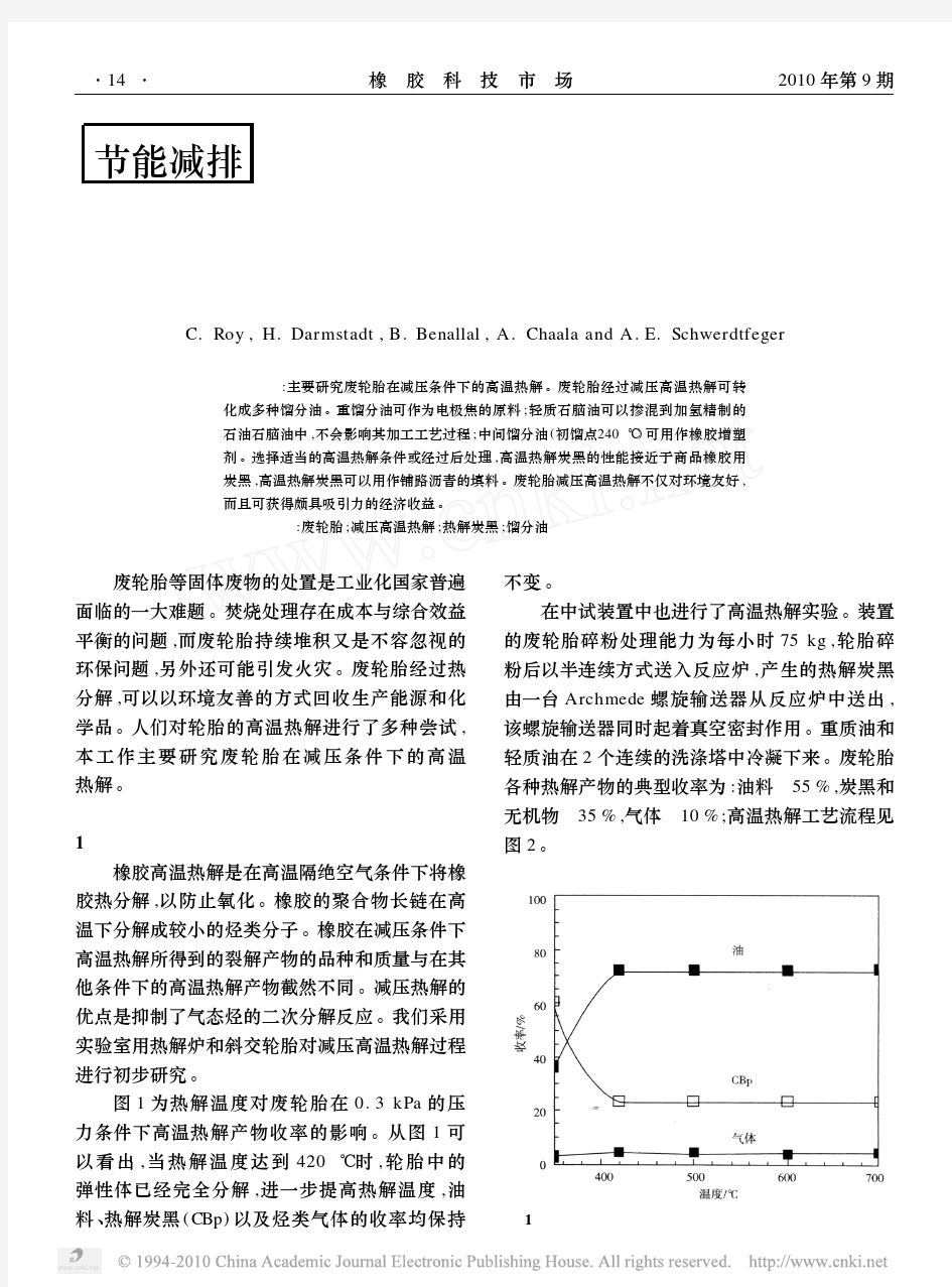 废轮胎的减压高温热解