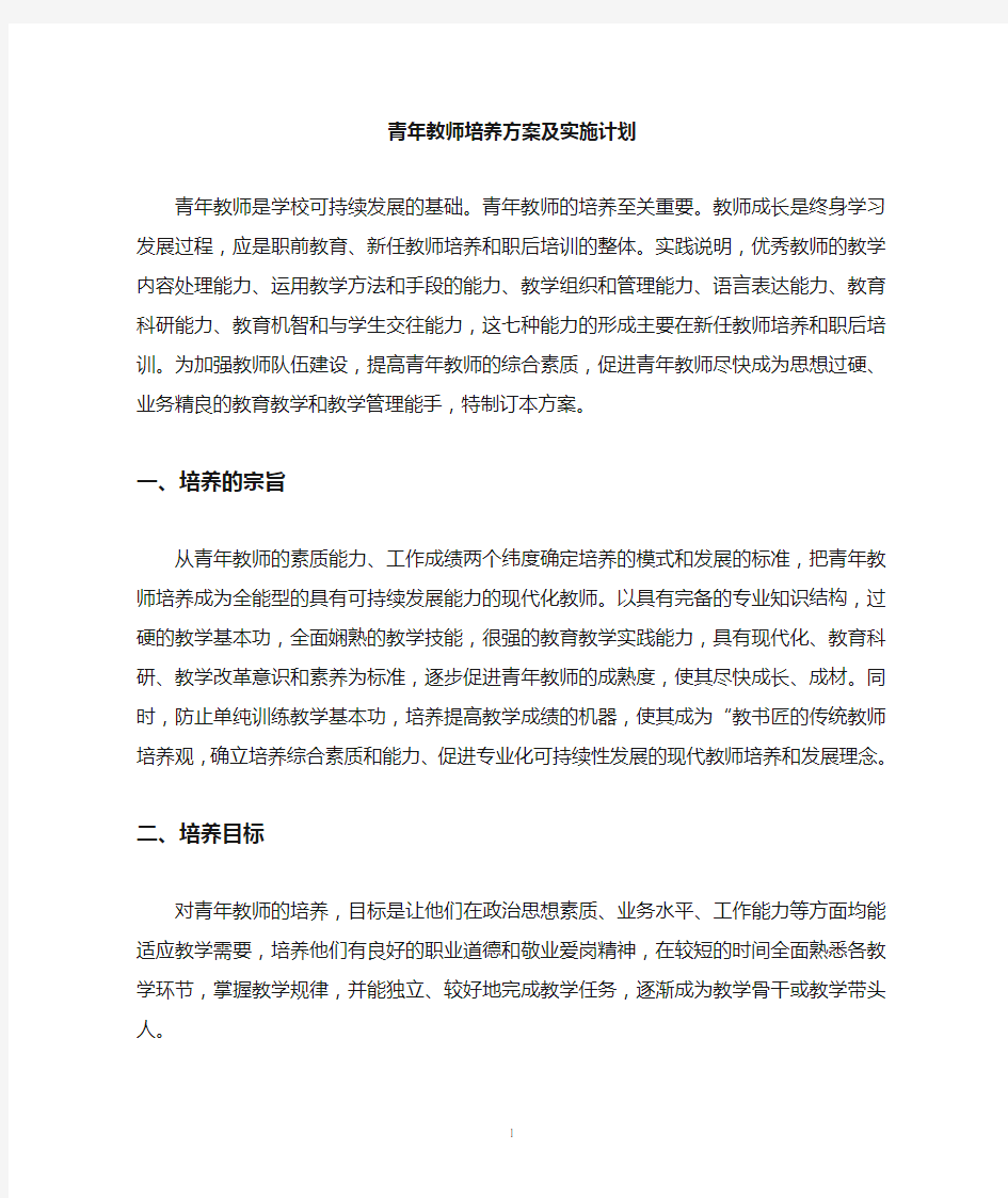 青年教师培养方案