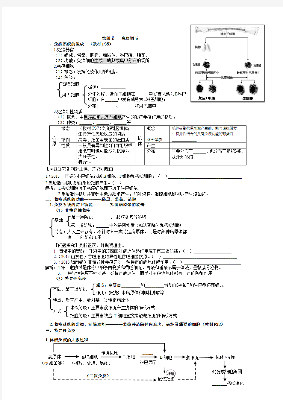 2015高考一轮复习免疫调节学案