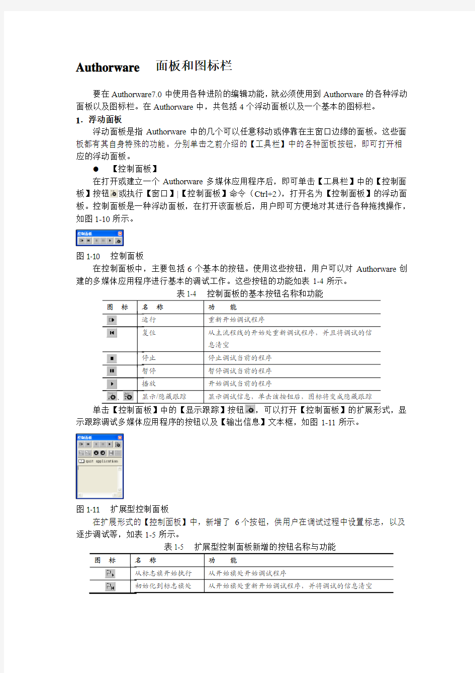 Authorware  面板和图标栏