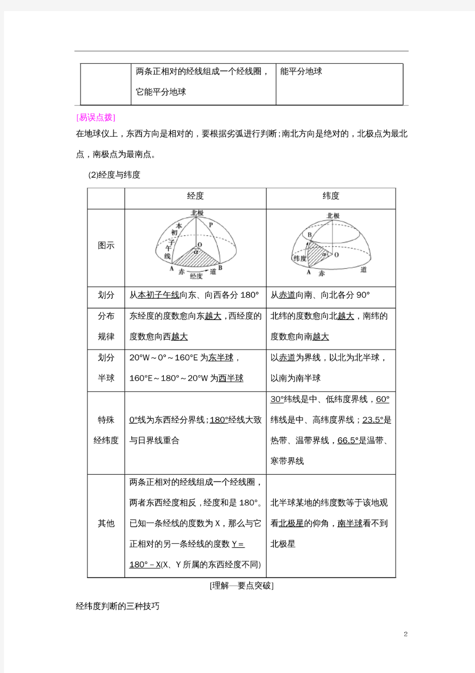 高考地理一轮复习第1章宇宙中的地球(含地球和地图)第1节地球与地球仪学案湘教