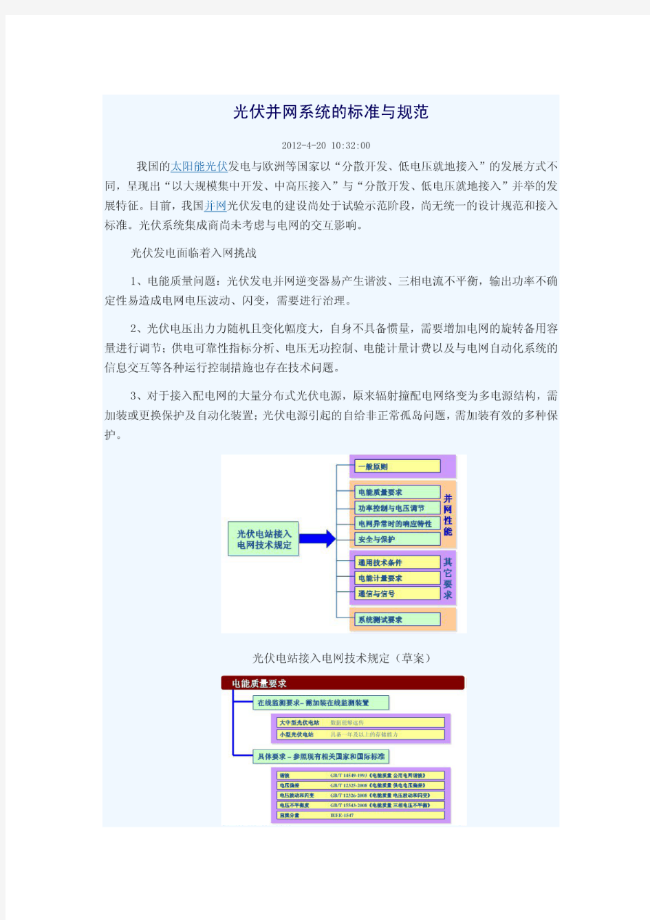 光伏并网系统的标准与规范