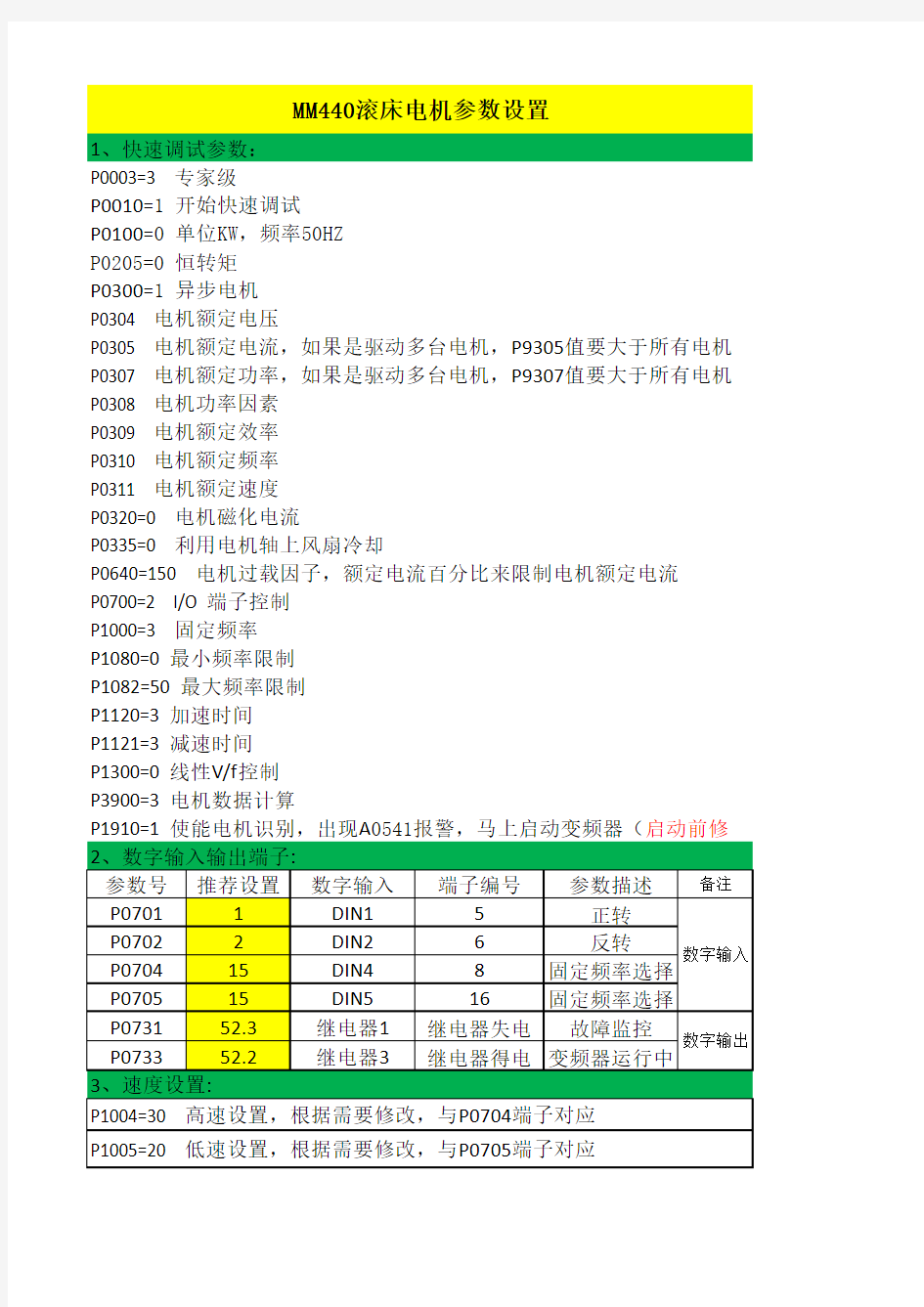 西门子变频器参数设置参考列表