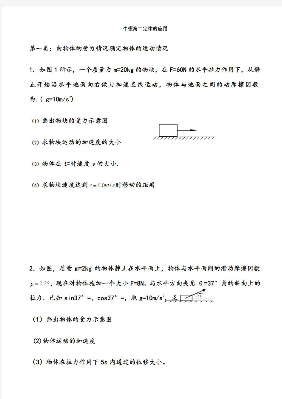 牛顿第二定律应用专题训练(题型全面)