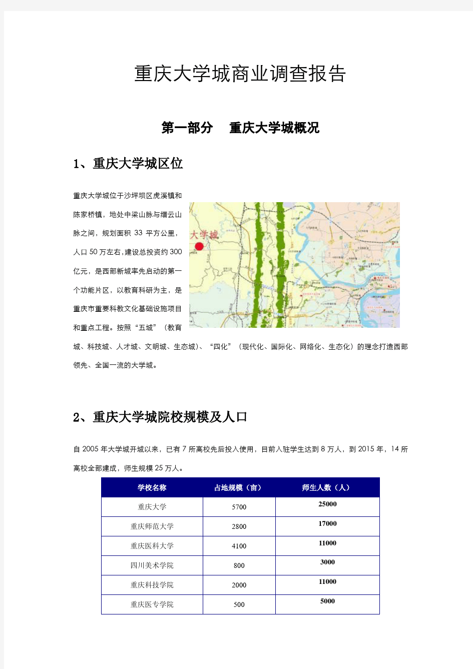 重庆大学城商业调查报告