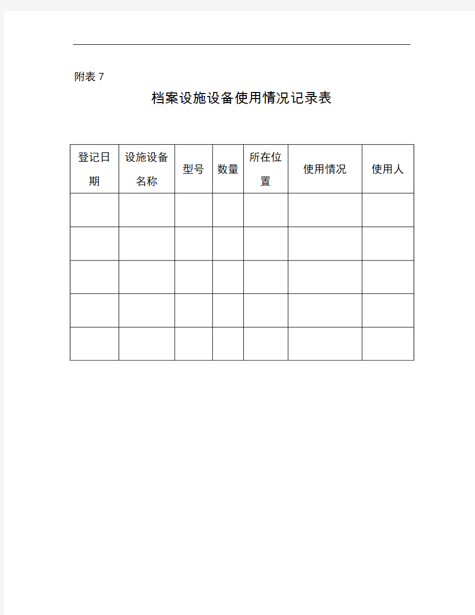 档案设施设备使用情况记录表