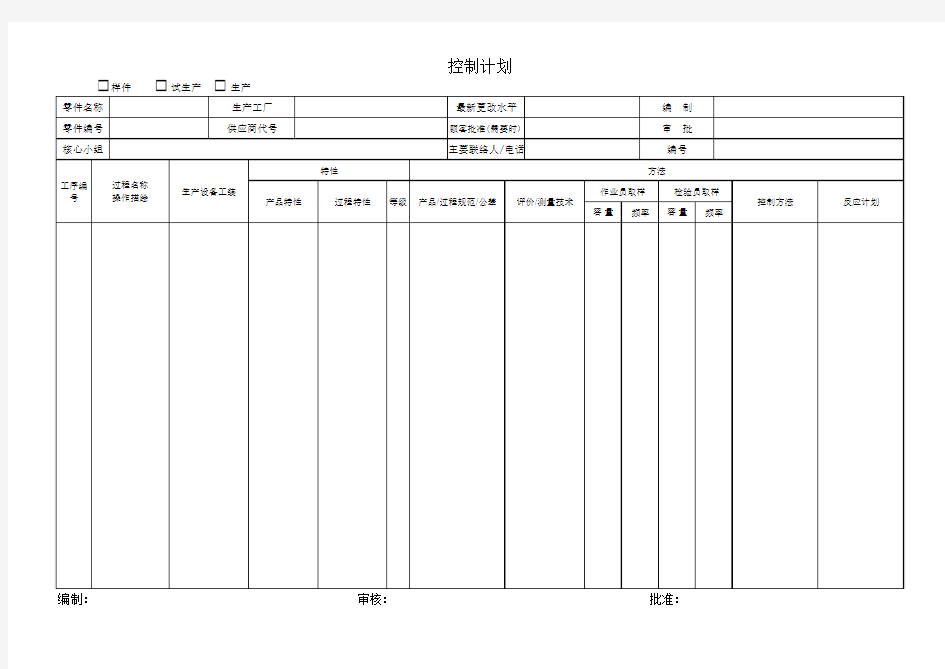 控制计划填写说明书