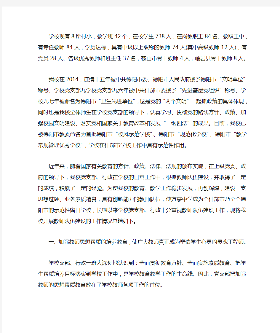 教师队伍建设总结