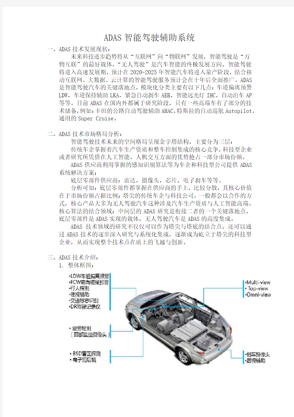 ADAS智能驾驶辅助系统