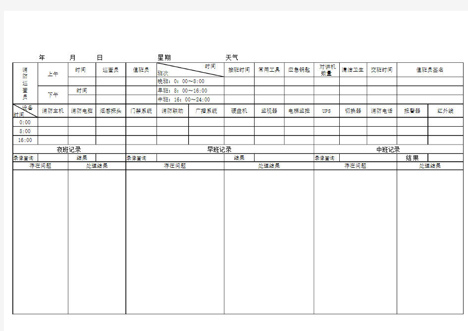 消防控制中心值班表