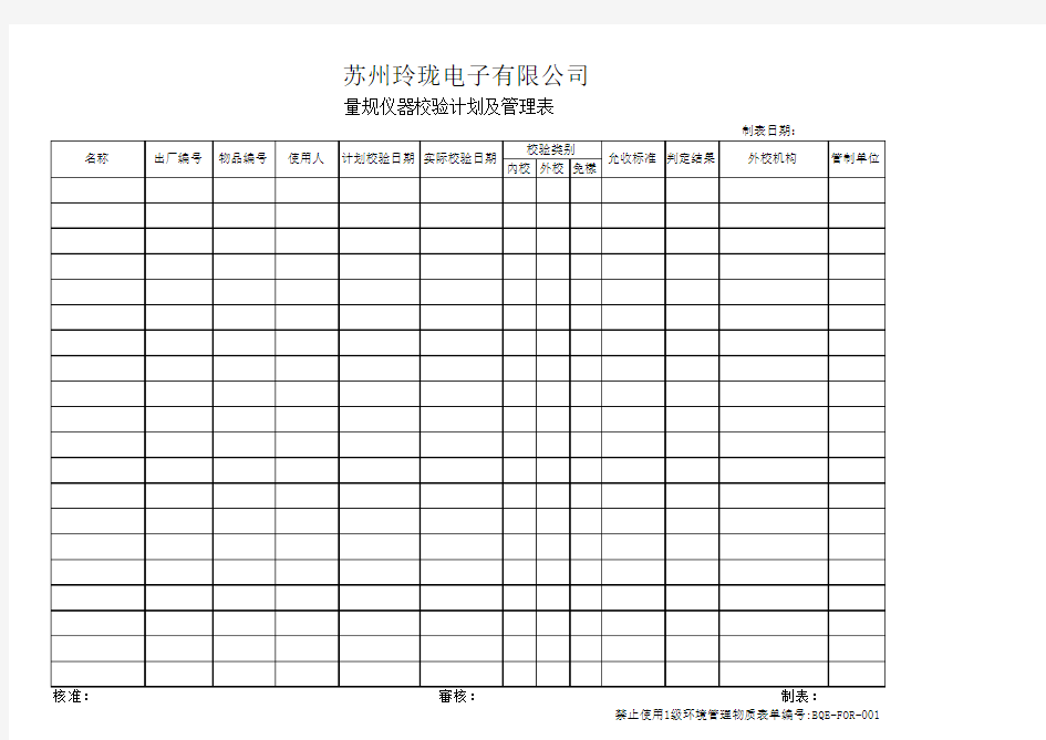 仪器校验计划表