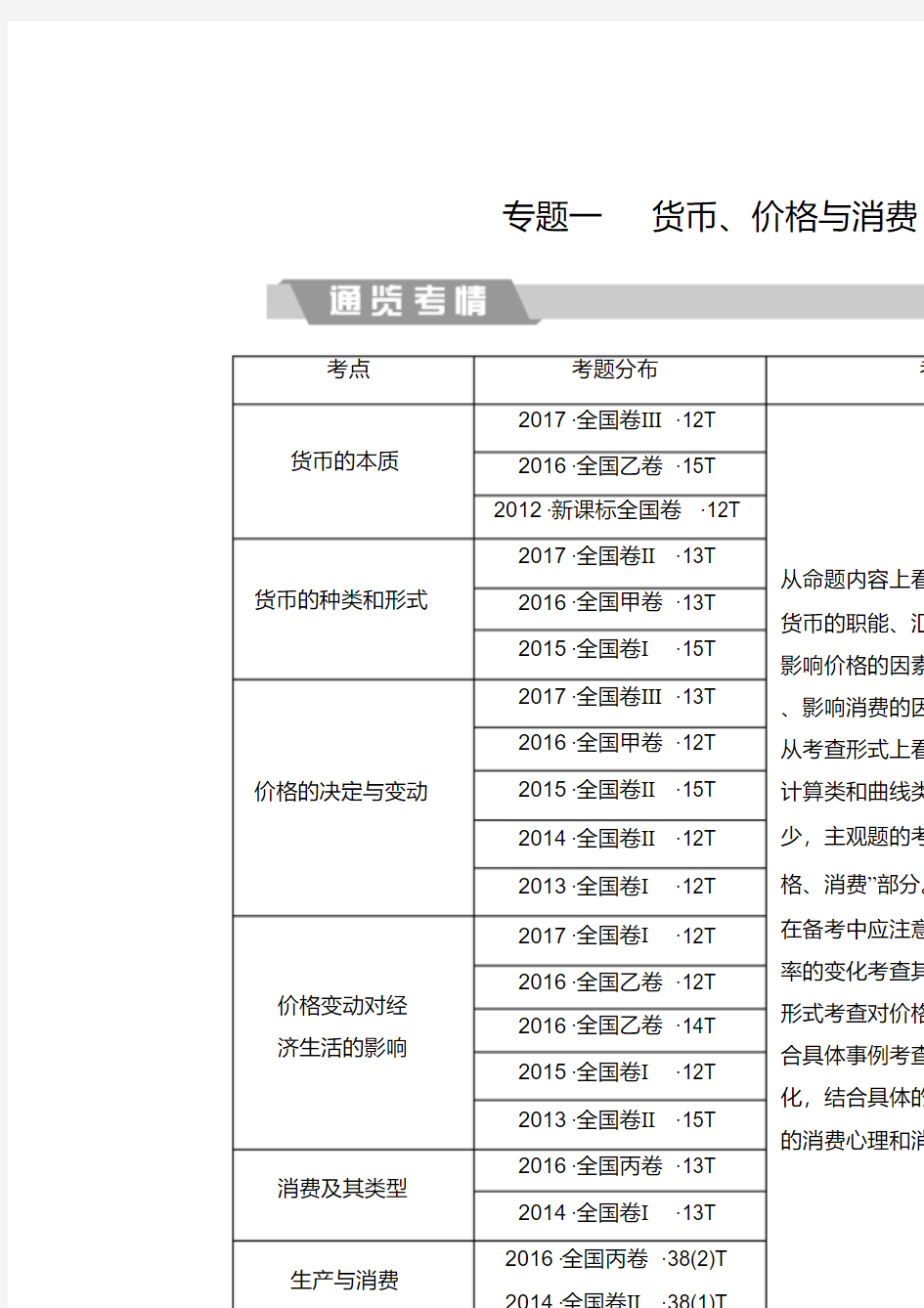 [高考精品资料]人教A版专题一货币、价格与消费教案.doc