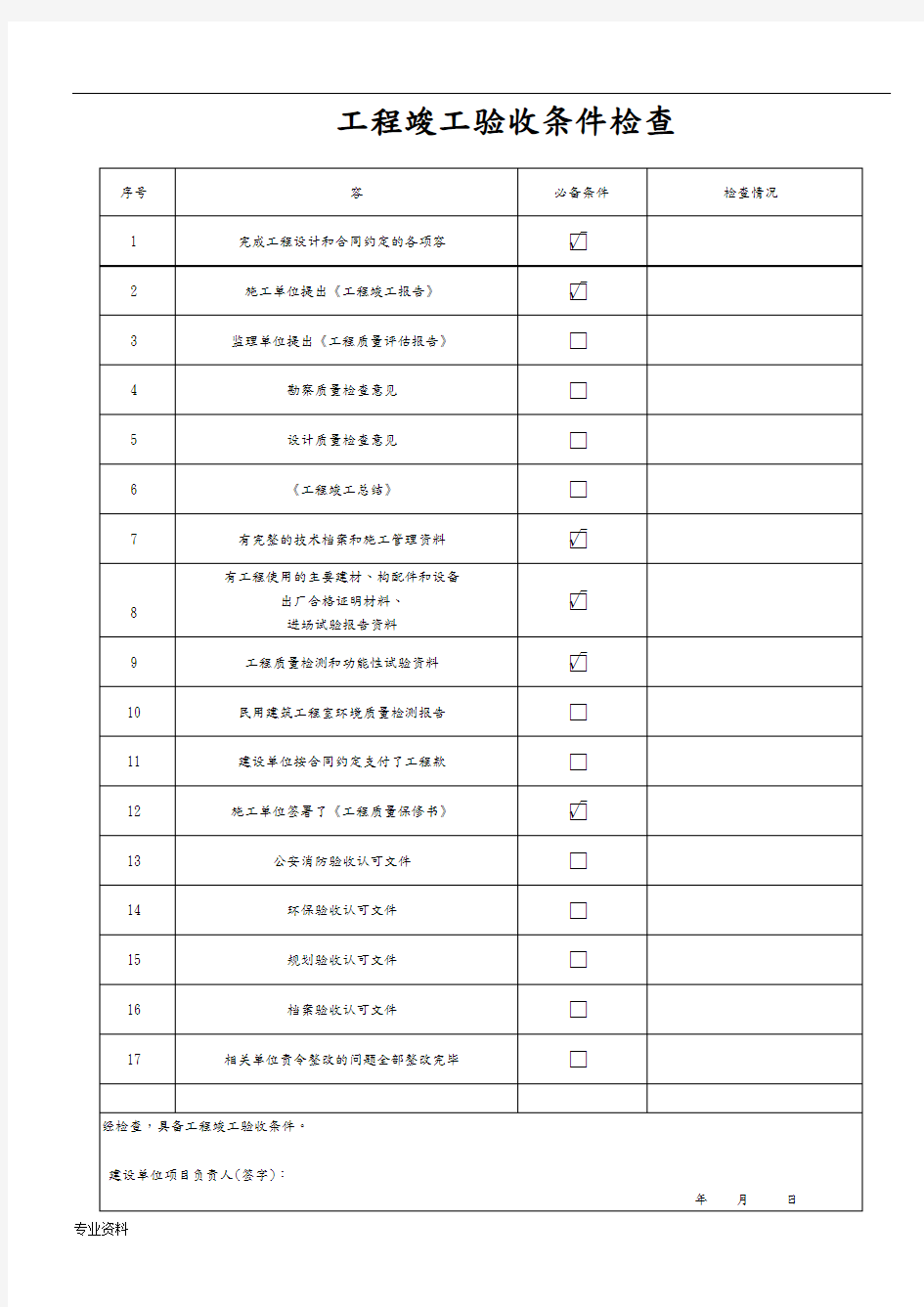 装饰装修工程验收资料表格