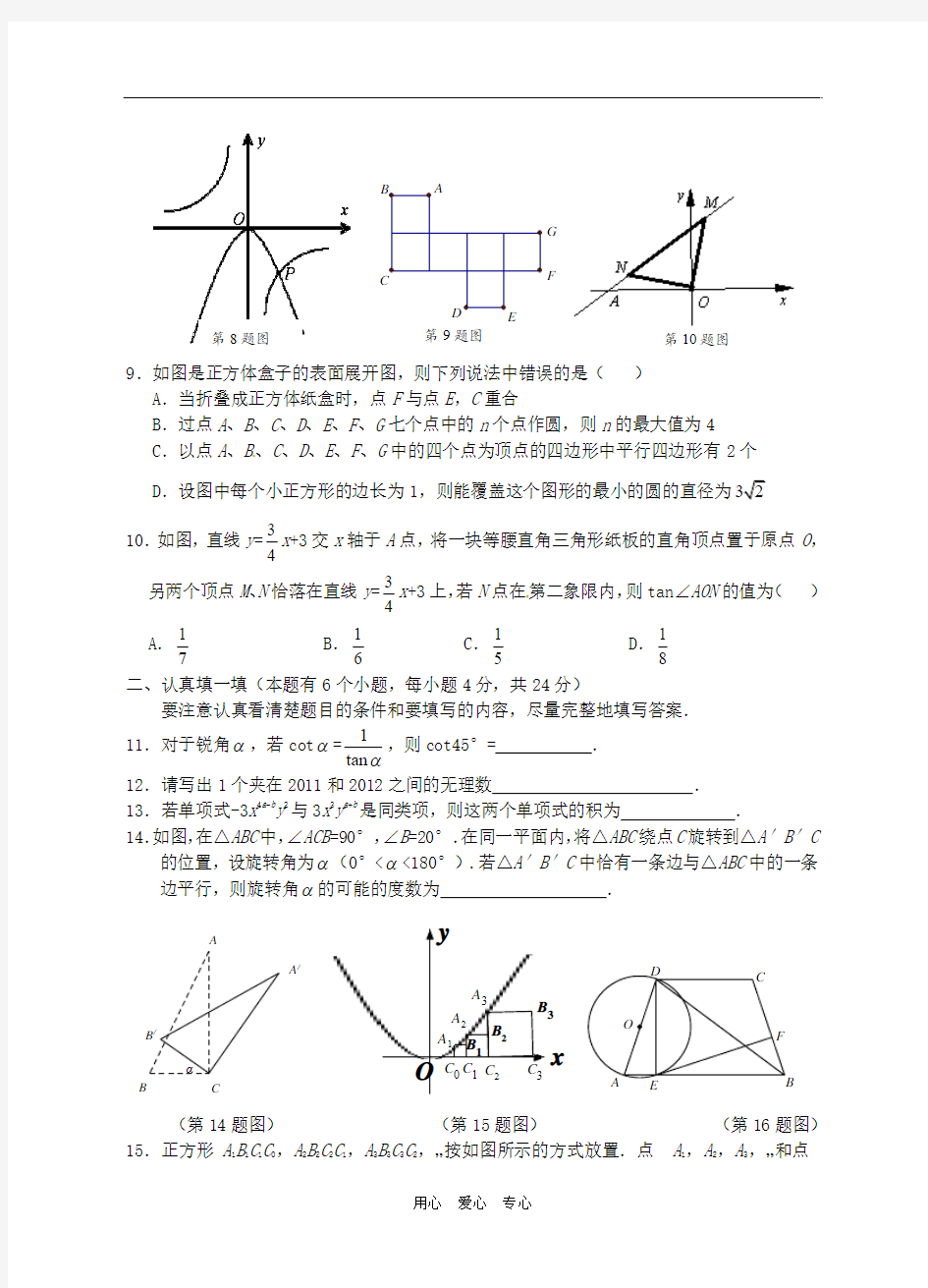 山东省泰安市2012年中考数学模拟试题3 人教新课标版