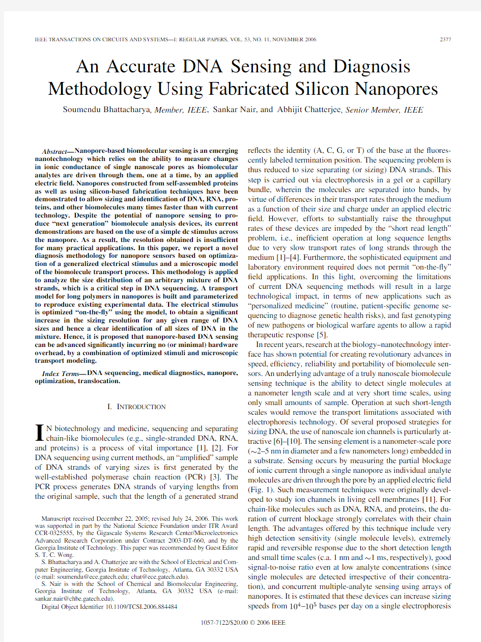 An Accurate DNA Sensing and Diagnosis Methodology Using Fabricated Silicon Nanopores
