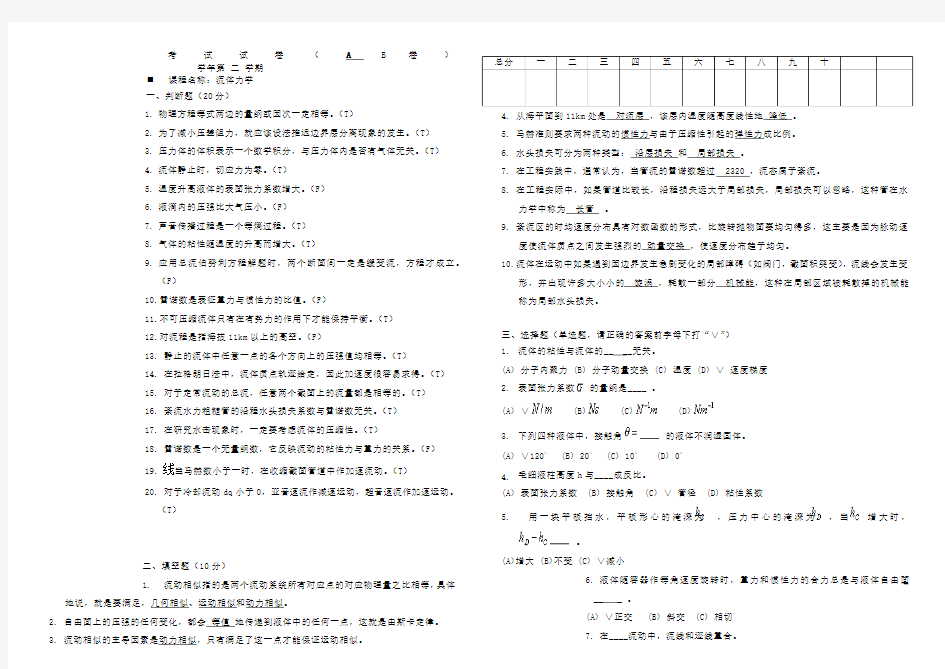 流体力学试题及答案3