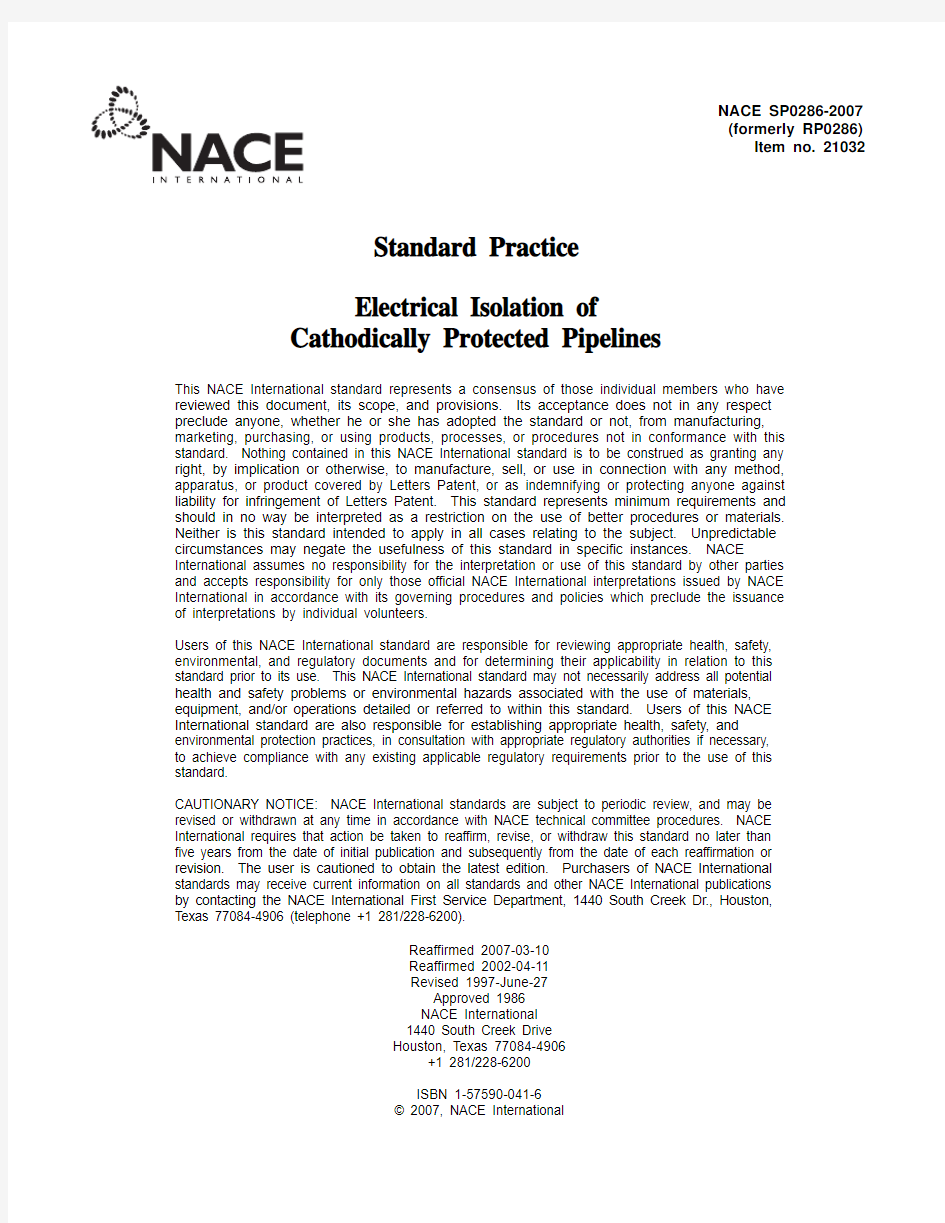 NACE SP 0286 - 2007