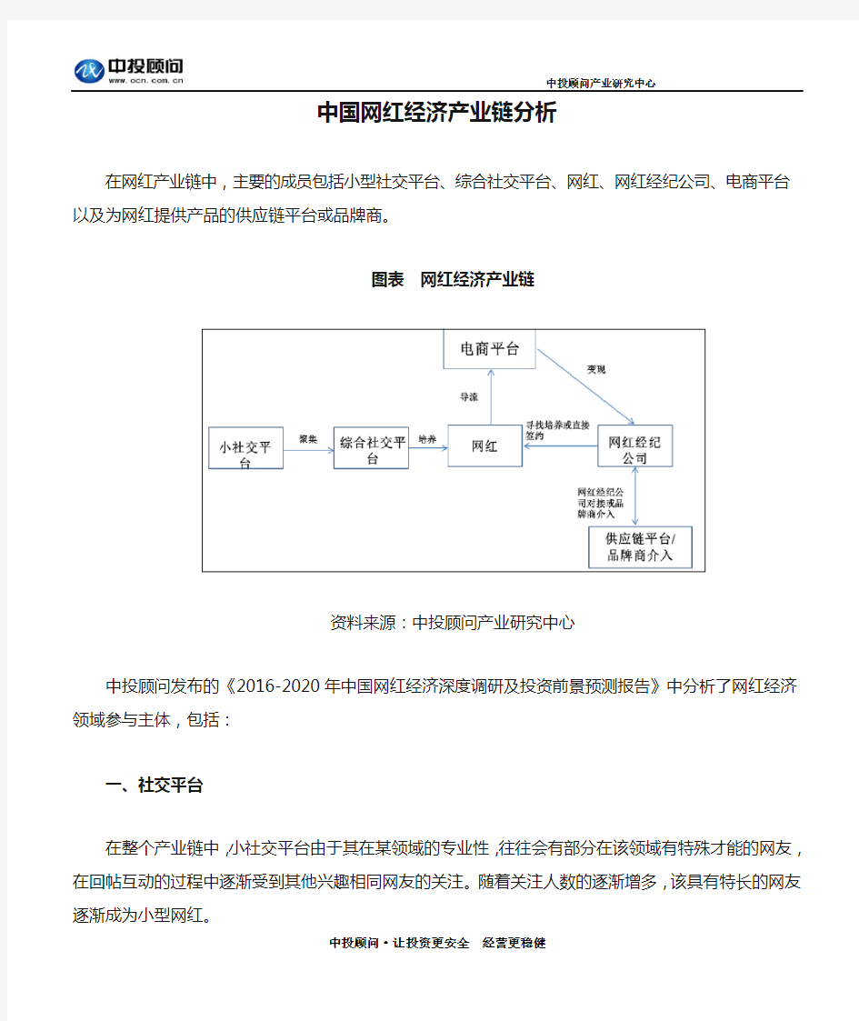 中国网红经济产业链分析