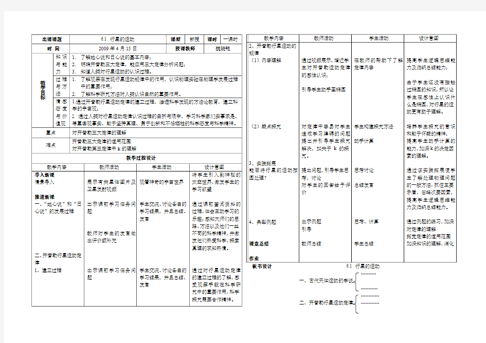 6.1行星的运动教案