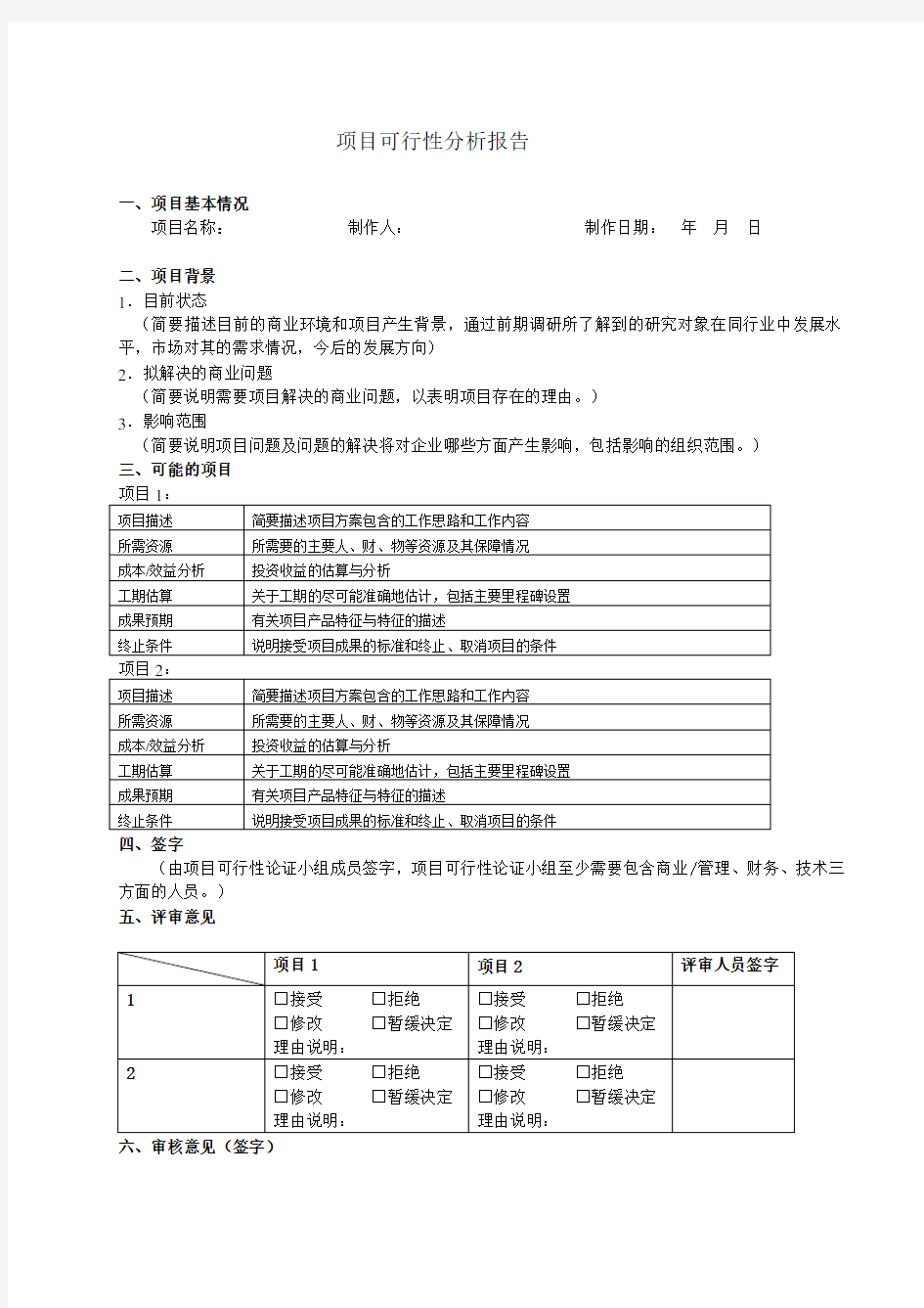 项目管理成套表单模板