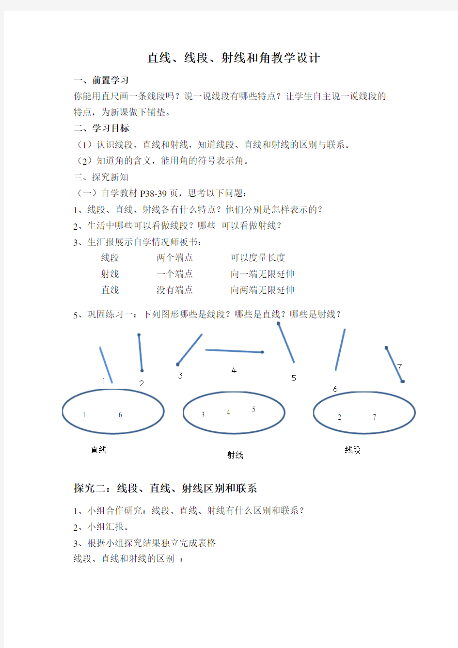 直线、线段、射线和角