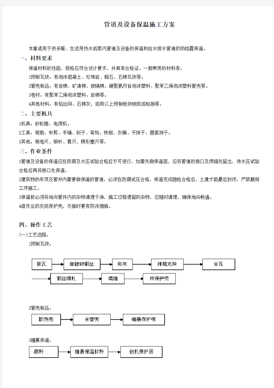 管道及设备保温施工方案