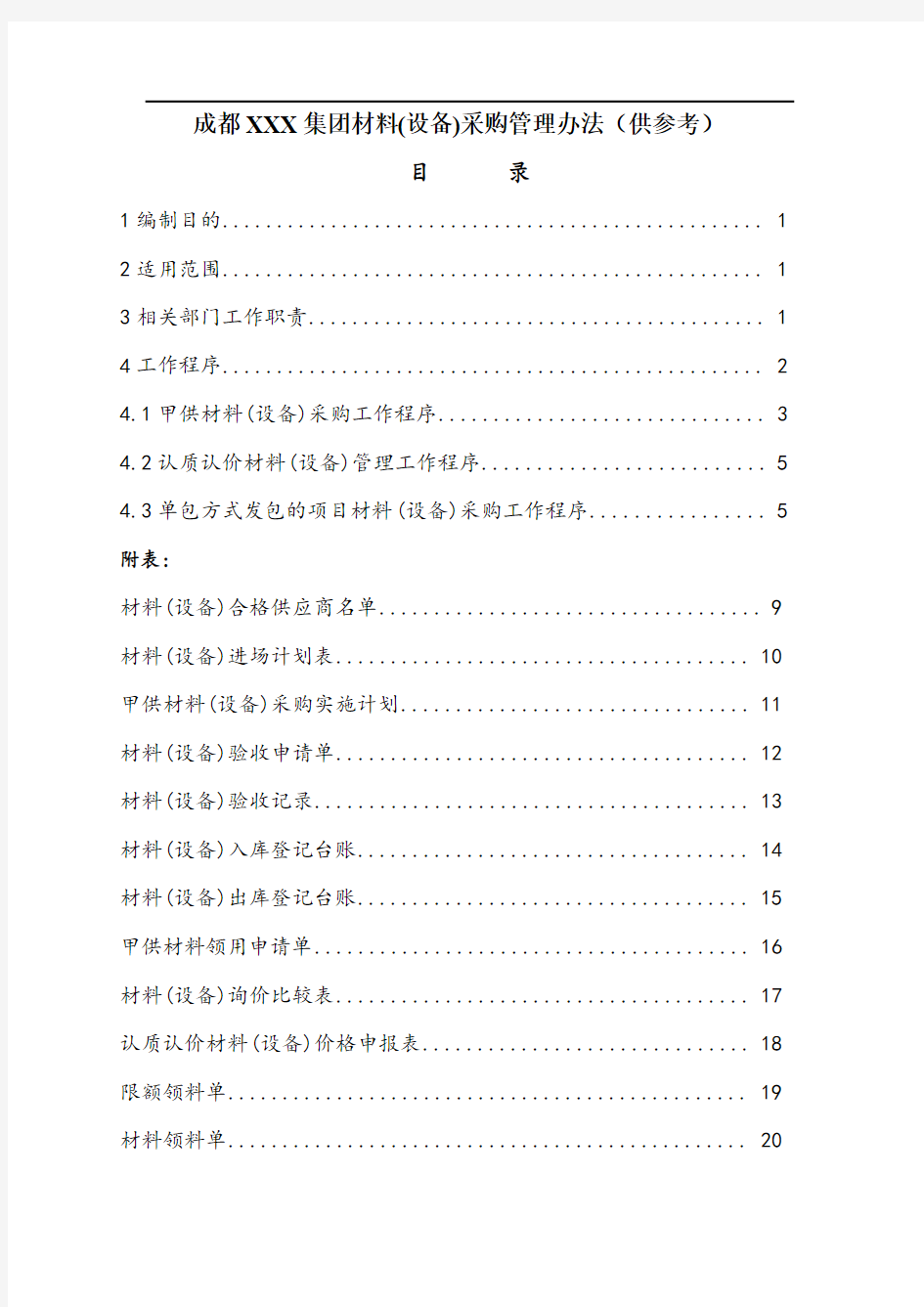 材料、设备采购管理办法