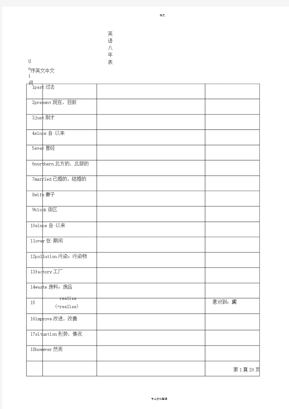 苏教版初二下册英语单词表