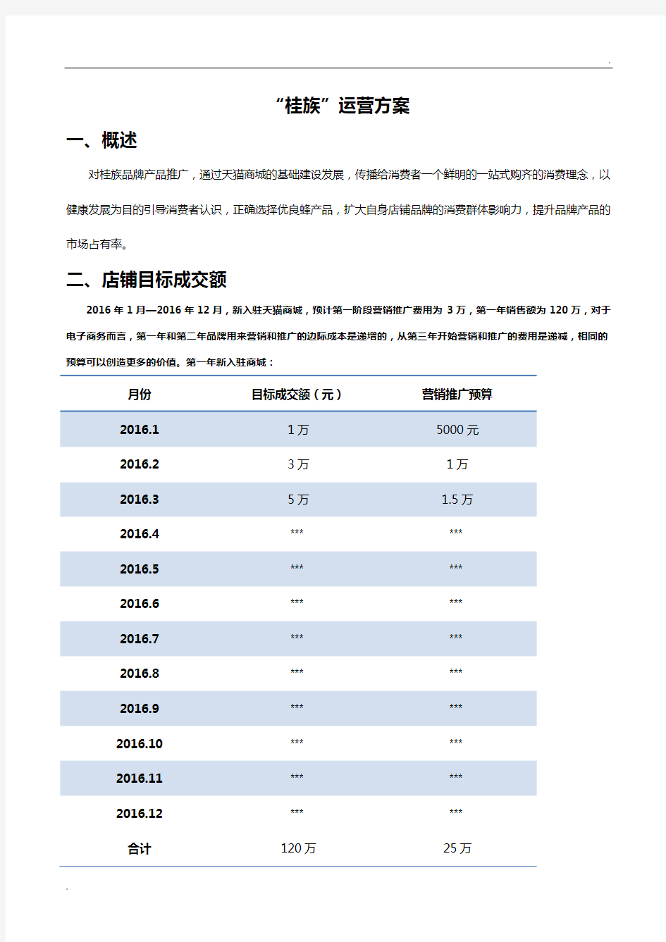 天猫店铺品牌运营方案