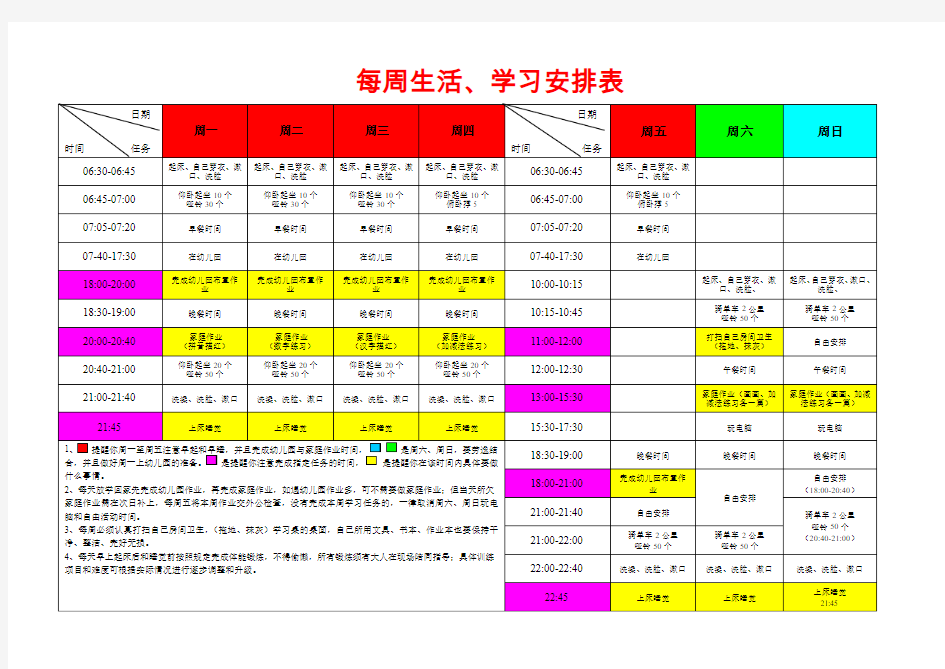 宝宝每日家庭作息时间表