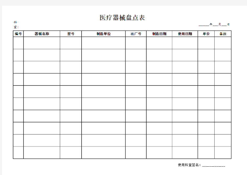 医疗器械盘点表