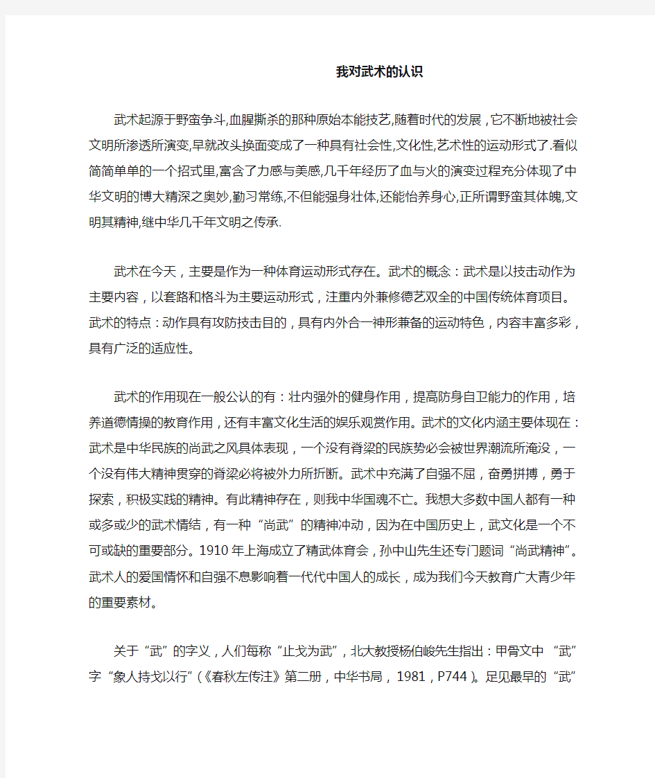 作业 我对武术的认识