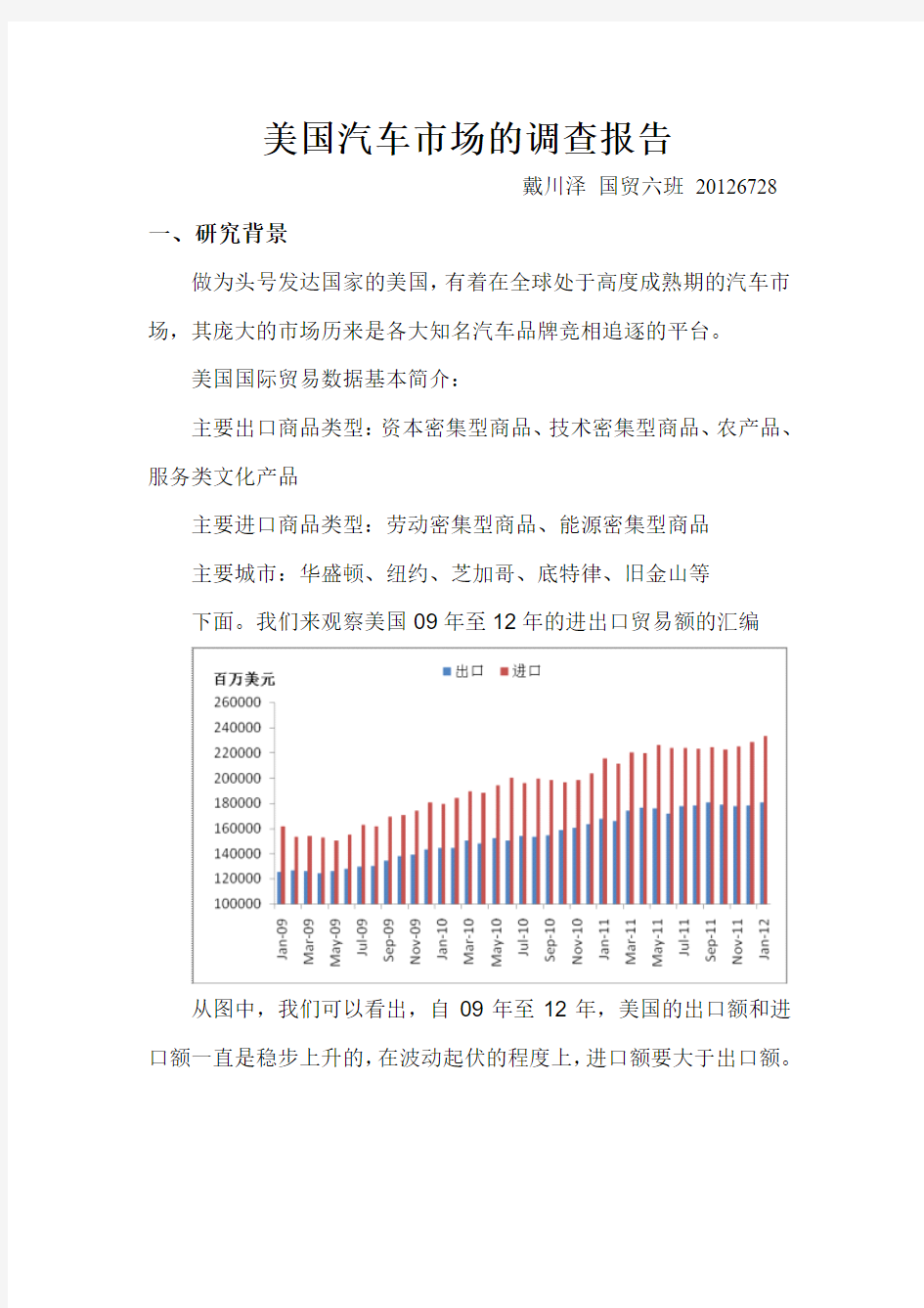 美国汽车市场的调查报告