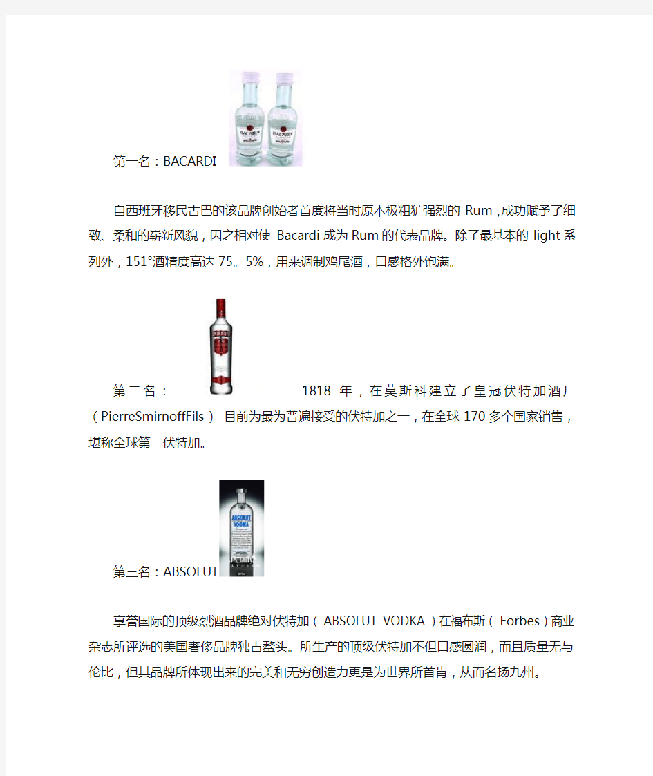 名酒品牌名称大全