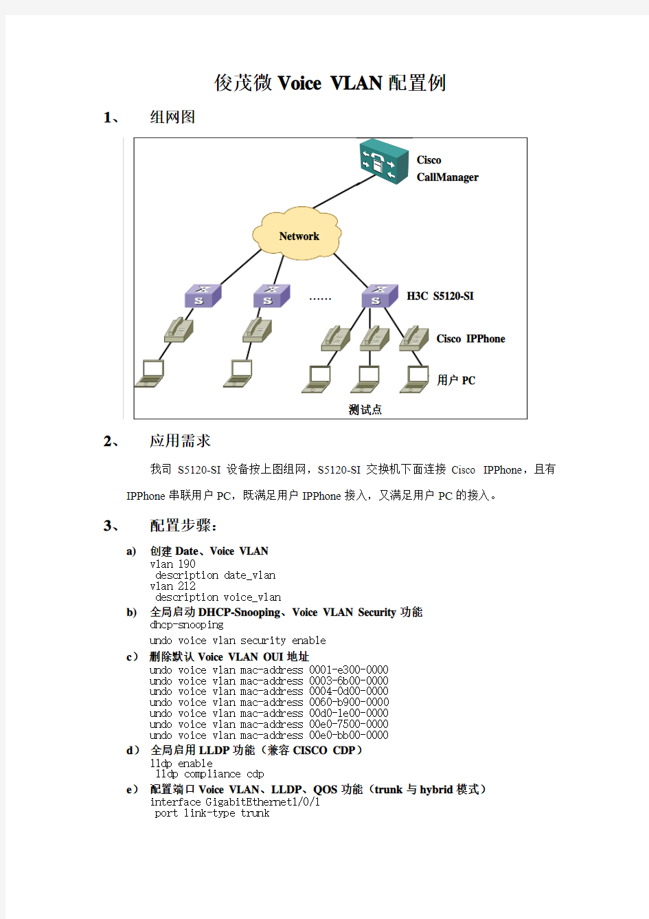 H3C S5120对接Cisco IPPhone配置例