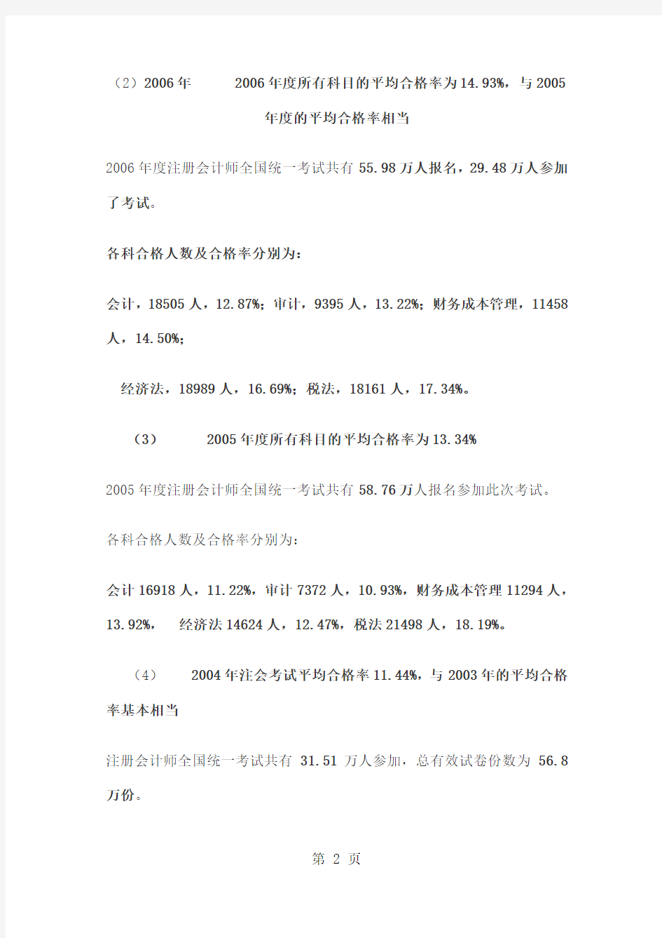 中国注册会计师考试通过率共20页文档